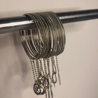 Silver Minimal Latkan Bangles (Set Of 10 Bangles)