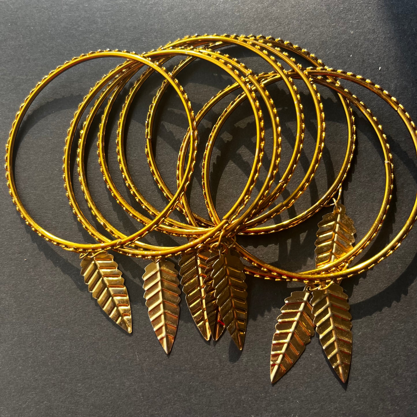 Golden Traditional Bangles With Latkan (Set Of 8 Bangles)