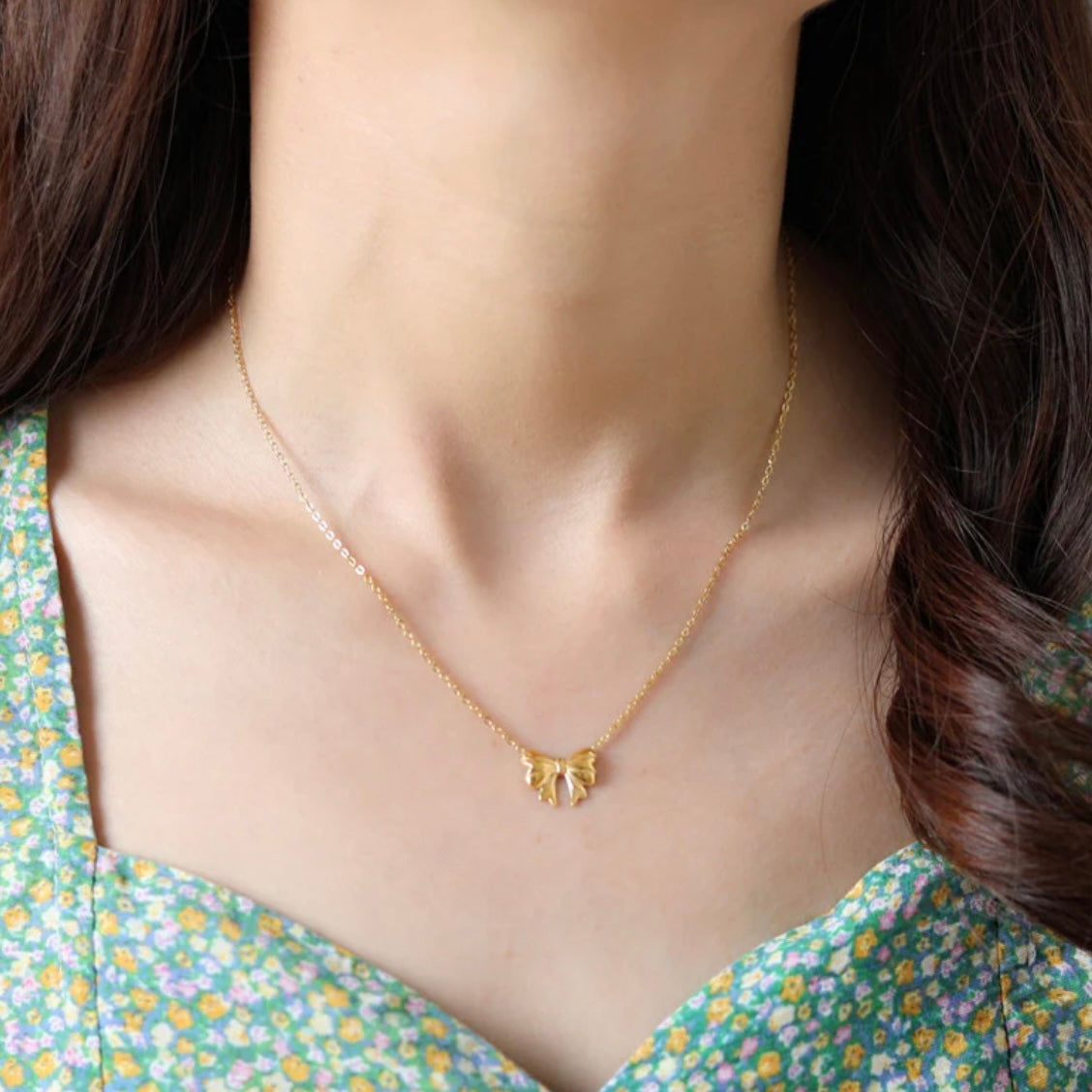 Gold Plated Anti Tarnish Bow Pendant