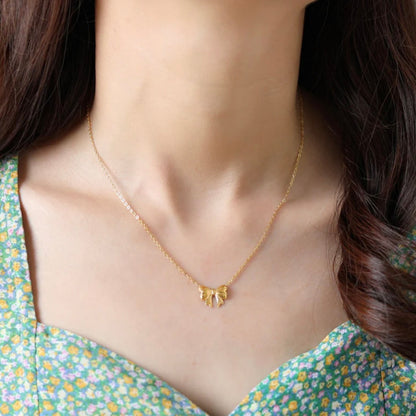 Gold Plated Anti Tarnish Bow Pendant