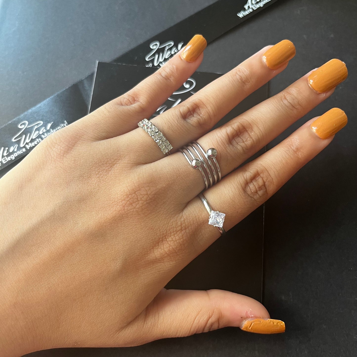 Silver & Diamond Ring Combo (Set Of 3)
