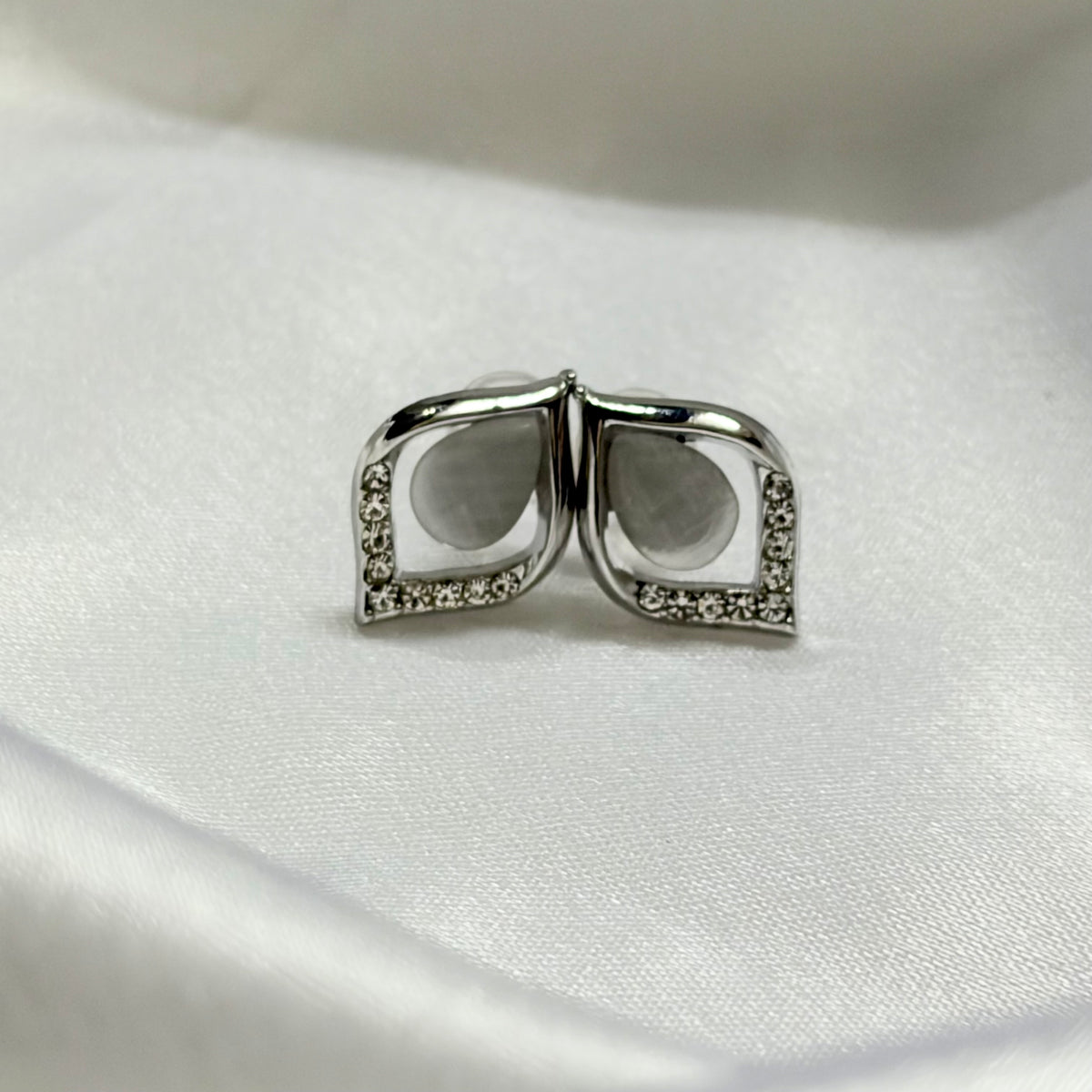 Silver-Toned Square Stud Korean Earrings