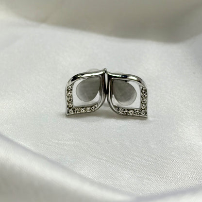 Silver-Toned Square Stud Korean Earrings