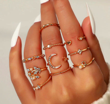 Moon Stackable Set Of 10 Rings