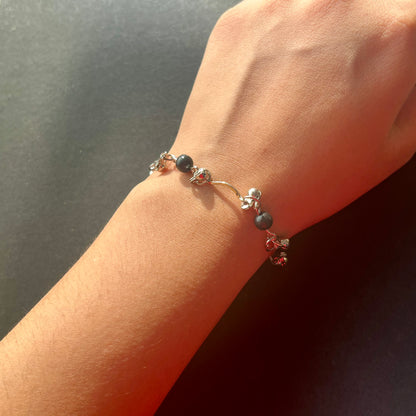 Silver & Black Adjustable Bracelet Ain Wear - Where Elegance Meets Modernity!