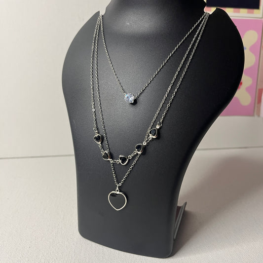 Black Heart Layer Necklace