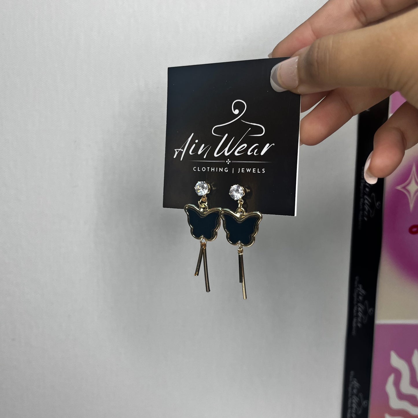 Crystal Butterfly Drop Earrings