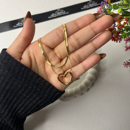 Golden Anti Tarnish Layered Heart Necklace