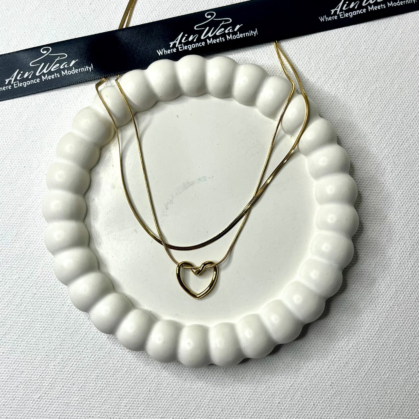 Golden Anti Tarnish Layered Heart Necklace