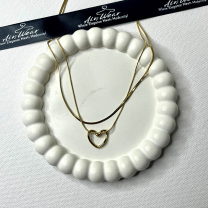 Golden Anti Tarnish Layered Heart Necklace