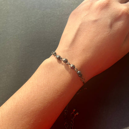 Black & Silver Minimal Bracelets (Set Of 2)
