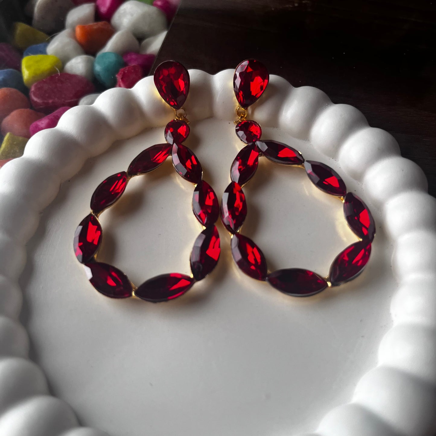 Viral Red Gemstone Earrings
