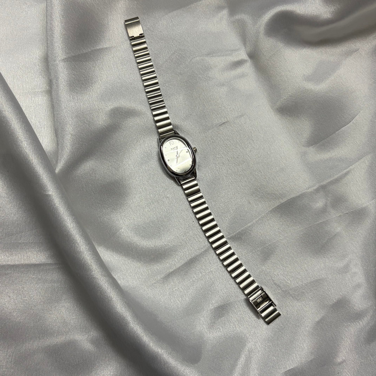 Silver Stainless Steel Women's Watch with Oval Dial