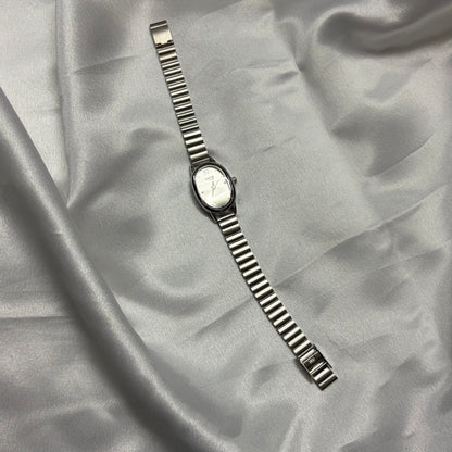Silver Stainless Steel Women's Watch with Oval Dial
