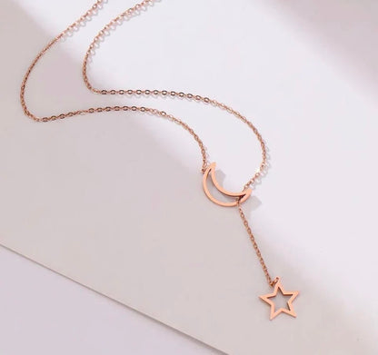 Korean Moon & Star Minimal Necklace