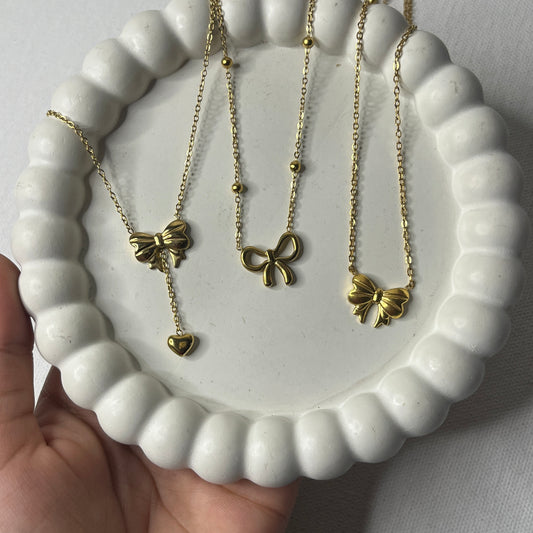 Viral Bow Anti Tarnish Necklace Combo (Set Of 3)