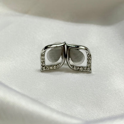 Silver-Toned Square Stud Korean Earrings