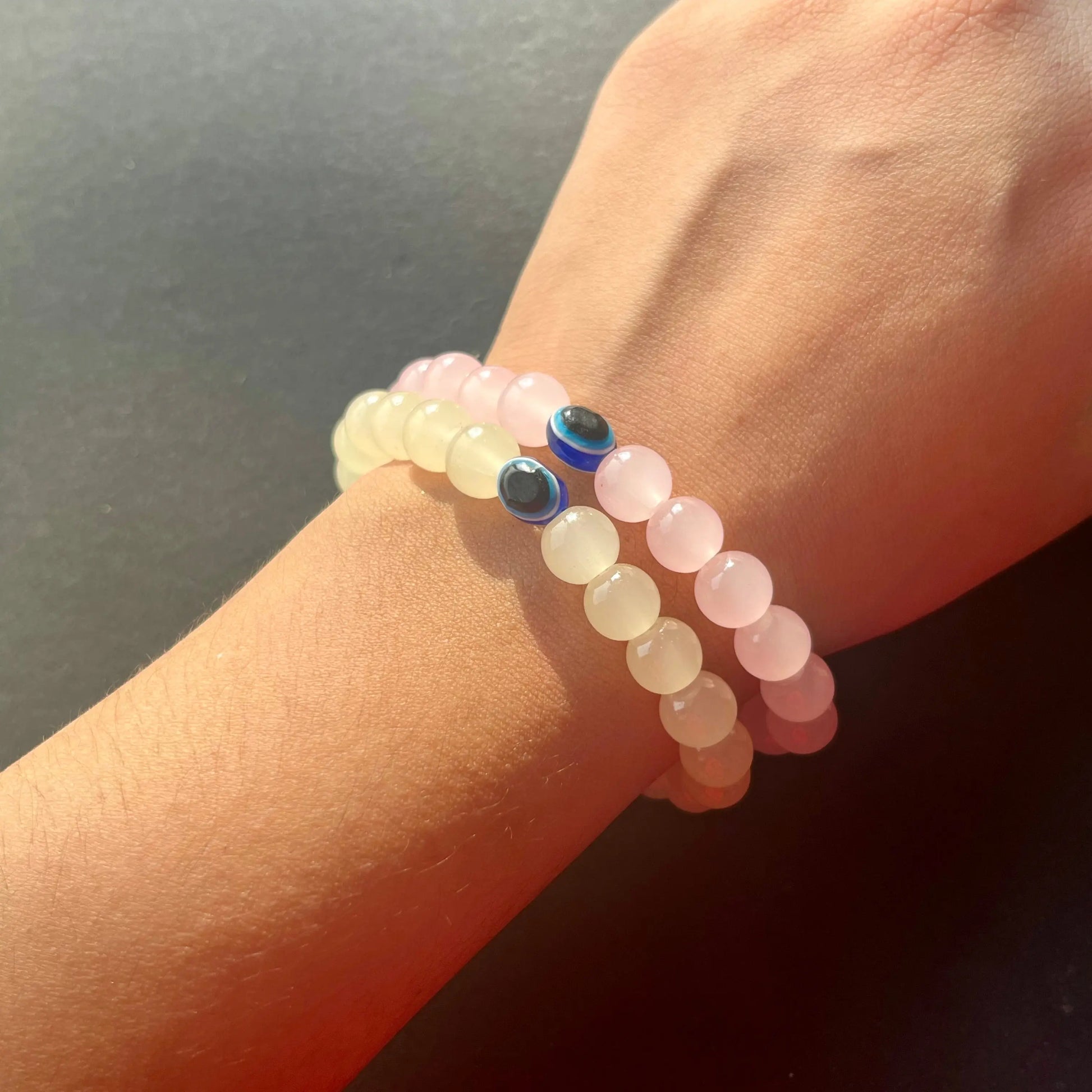 Pink & Yellow Evil Eye Distance Bracelets Ain Wear - Where Elegance Meets Modernity!