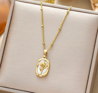 Viral Anti Tarnish Rose White Pendant