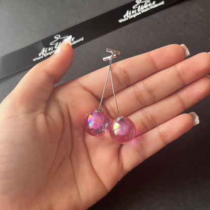 Aesthetic Pink Cherry Earrings
