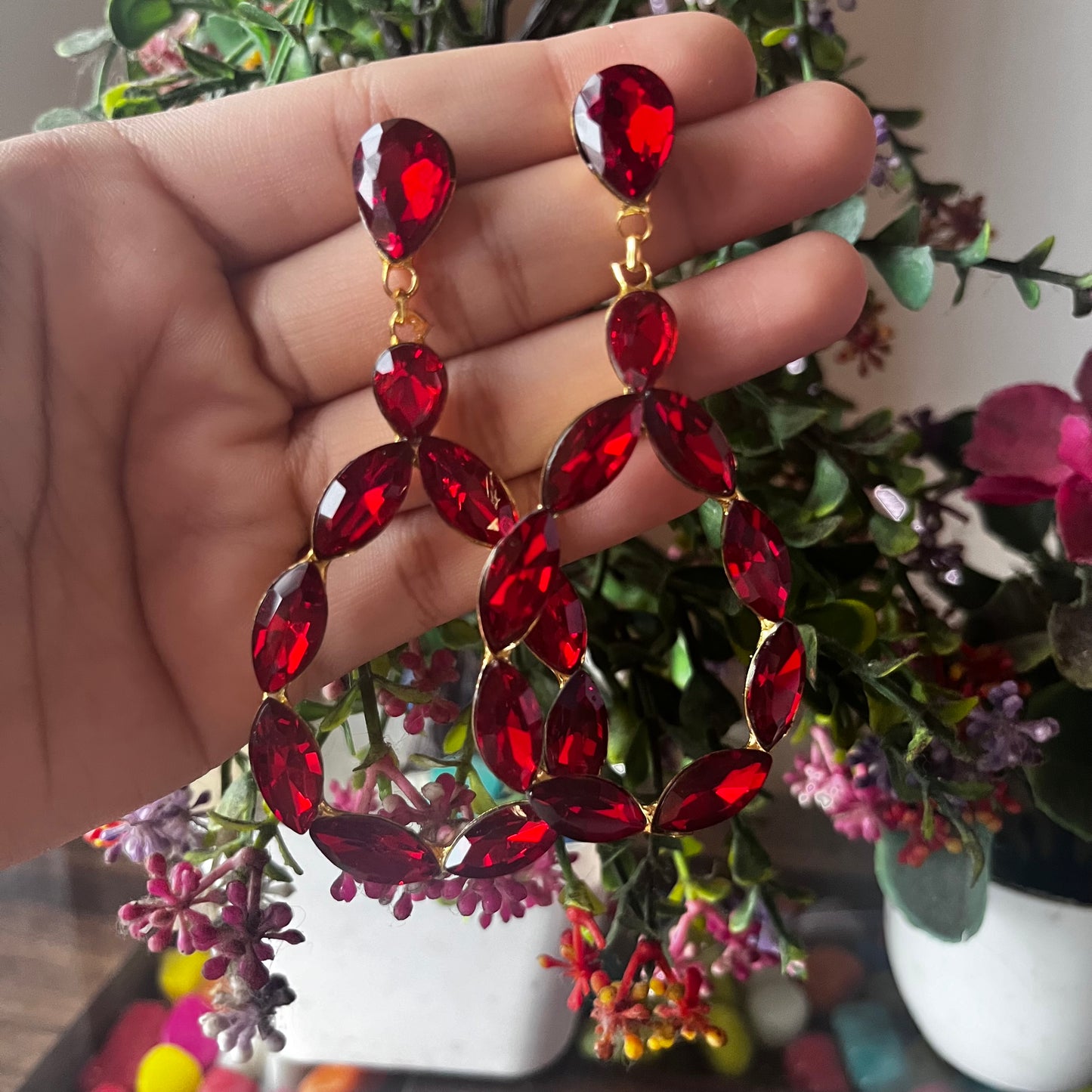 Viral Red Gemstone Earrings