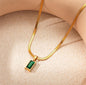 Gold Plated Anti Tarnish Green Geometric Pendant