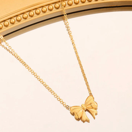 Gold Plated Anti Tarnish Bow Pendant