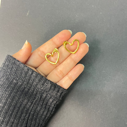 Gold Plated Anti Tarnish Stainless Steel Heart Themed Stud Earrings