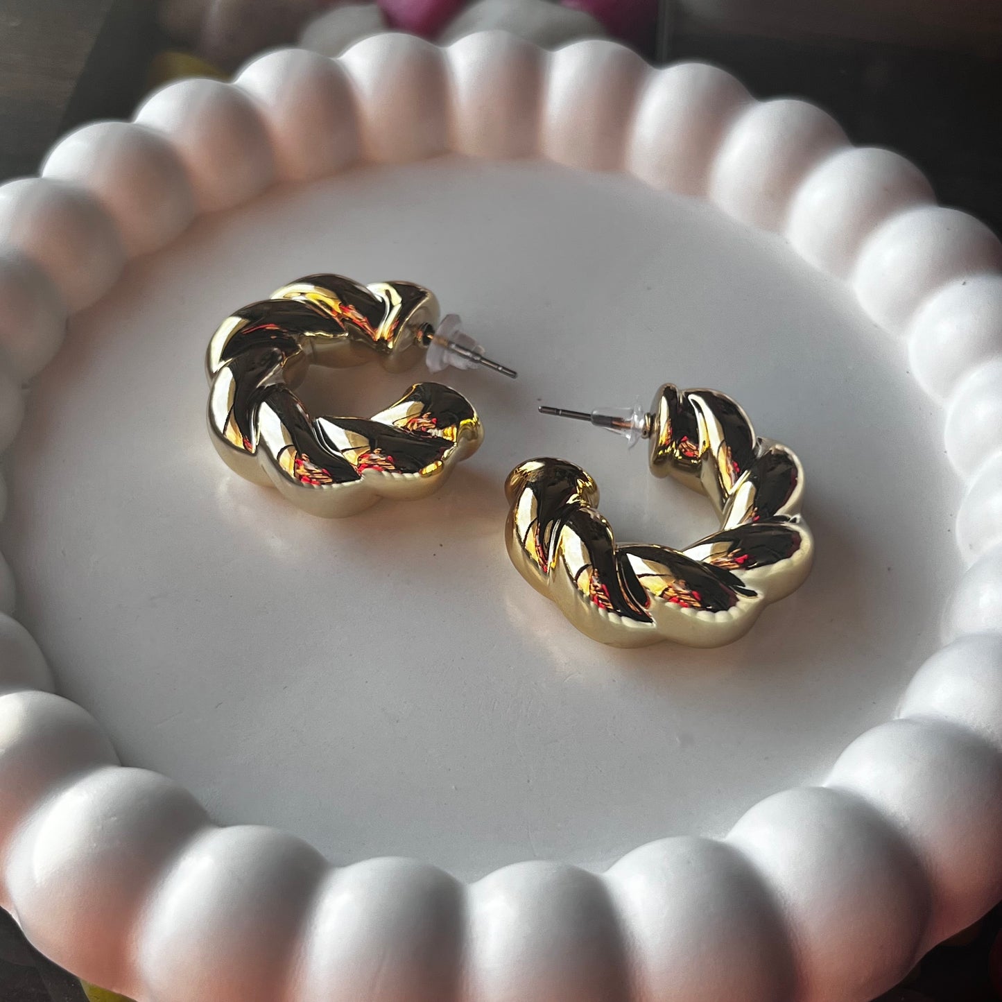 Viral Golden Twisted Stud Earrings