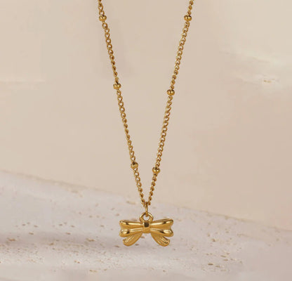 Gold Plated Stainless Steel Anti Tarnish Bow Themed Pendant
