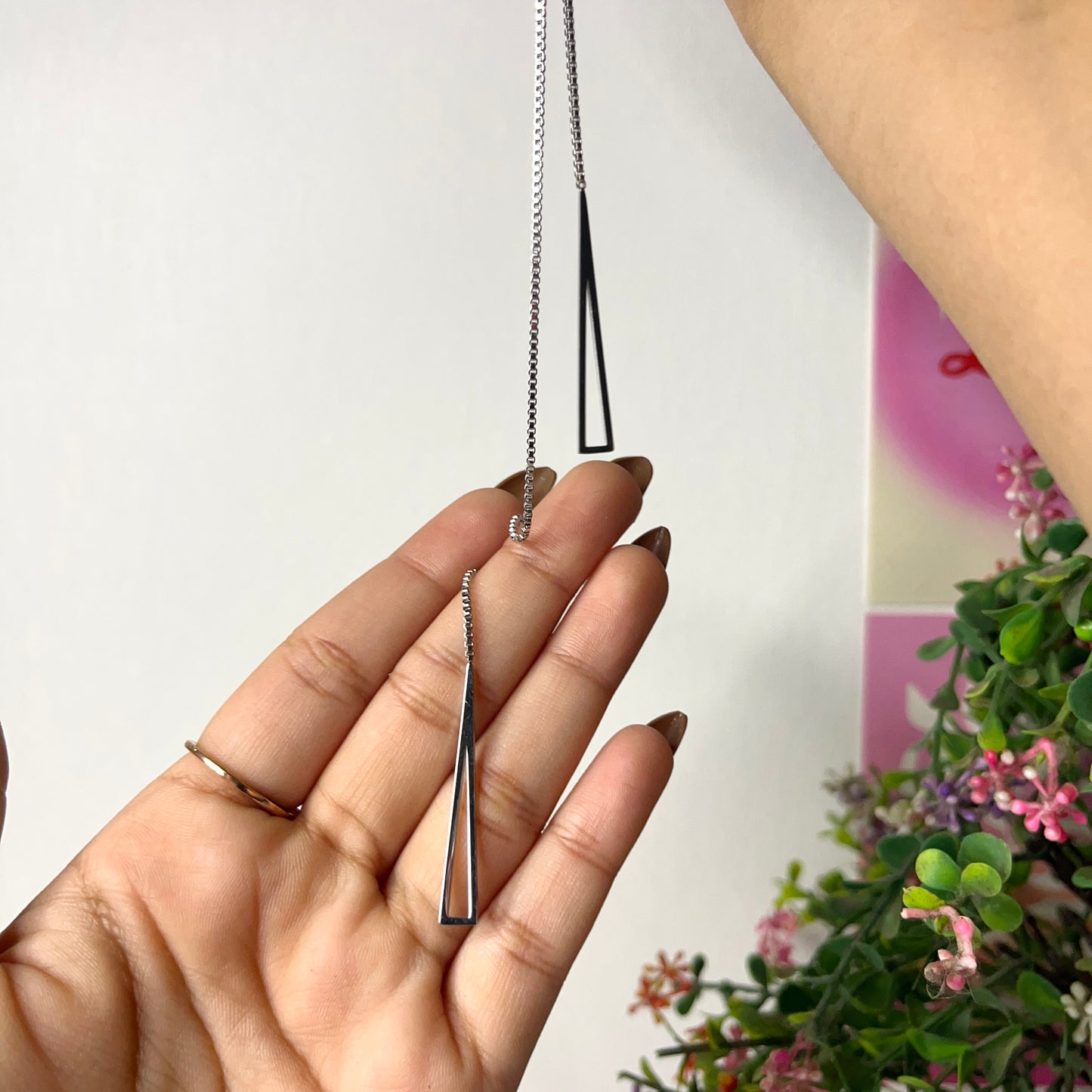 Silver-Plated Geometric Tassel Necklace, Anti-Tarnish
