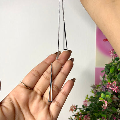 Silver-Plated Geometric Tassel Necklace, Anti-Tarnish