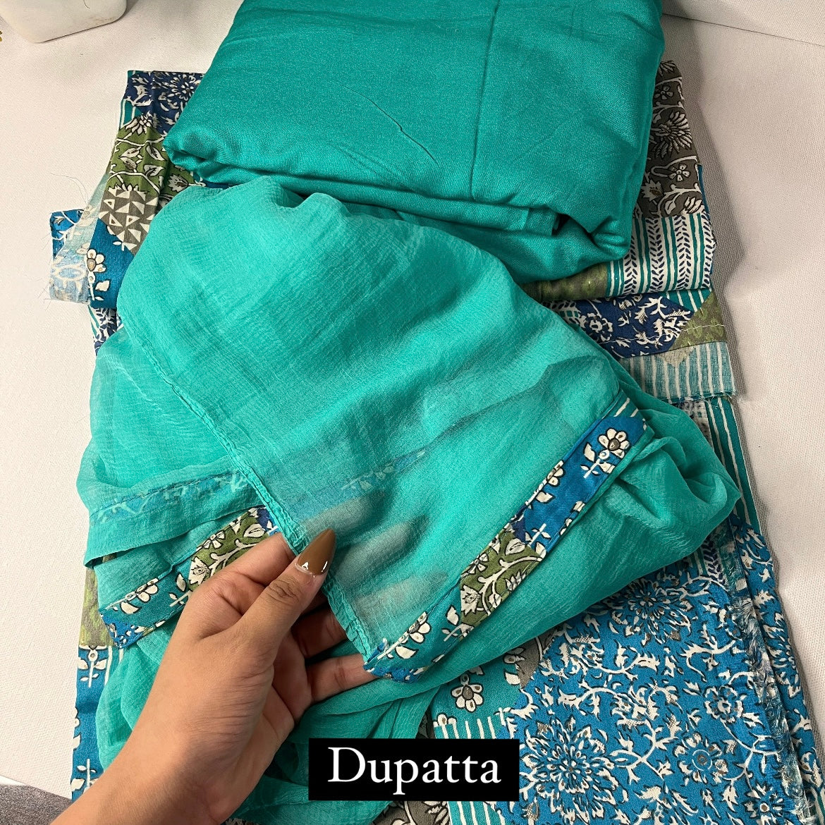 Sea Green Cotton (Unstiched Suit)