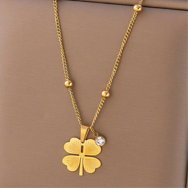 Gold Plated Stainless Steel Anti Tarnish Clover Themed Pendant
