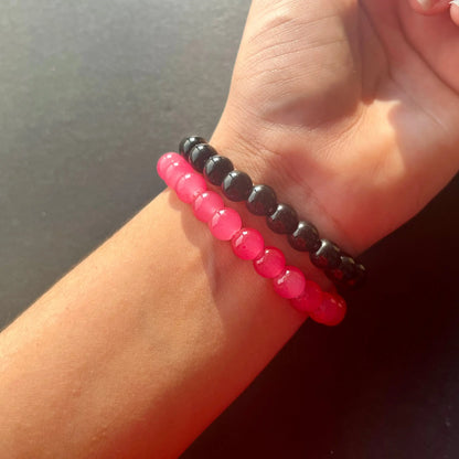 Black & Pink Evil Eye Distance Bracelets Ain Wear - Where Elegance Meets Modernity!