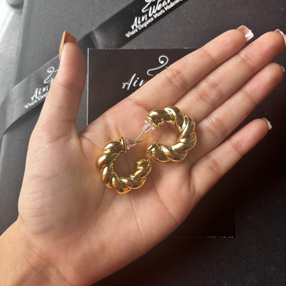 Viral Golden Twisted Stud Earrings