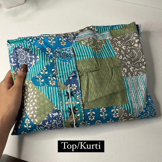 Sea Green Cotton (Unstiched Suit)