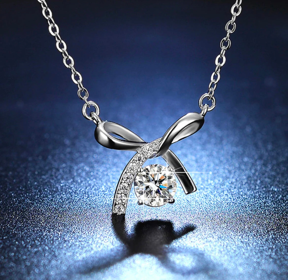 Anti Tarnish Silver Plated Crystal Studded Necklace