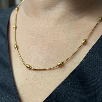 Gold Plated Anti Tarnish Stainless Steel Triple Strand Necklace Wraparound Bracelet cum Necklace