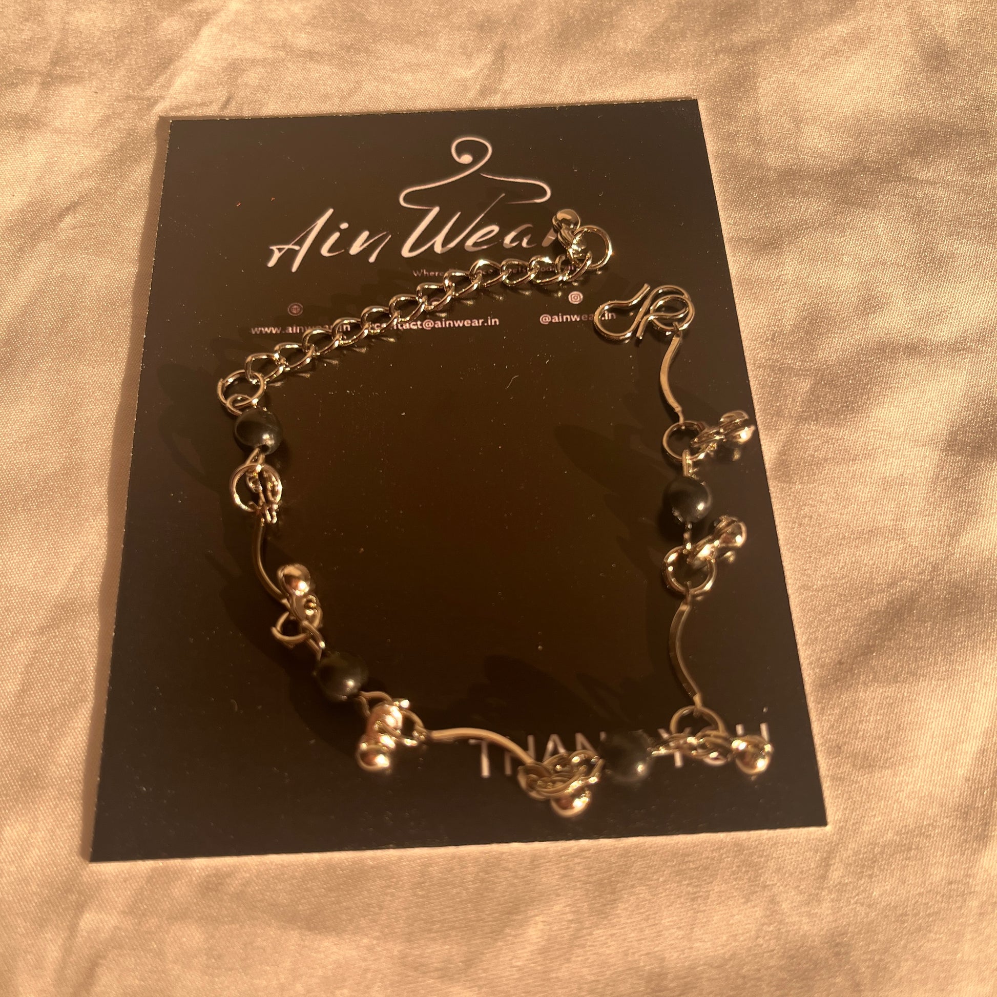 Silver & Black Adjustable Bracelet Ain Wear - Where Elegance Meets Modernity!