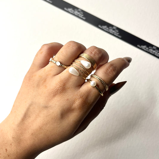 Pearl Hug Stack Rings Set Of 5