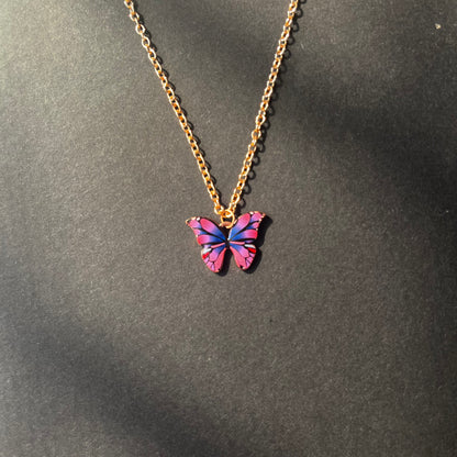 Pink Butterfly Necklace