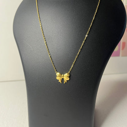 Gold Plated Anti Tarnish Bow Pendant