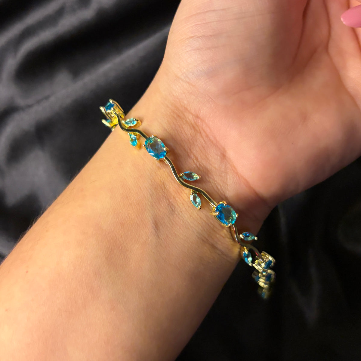 Viral Blue Tulip Anti Tarnish Bracelet