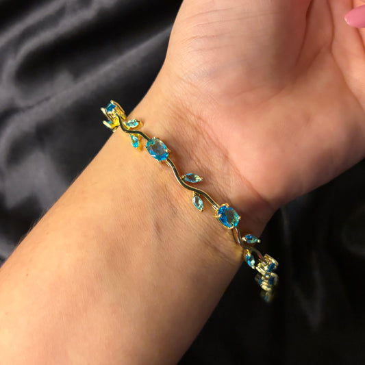 Viral Blue Tulip Anti Tarnish Bracelet