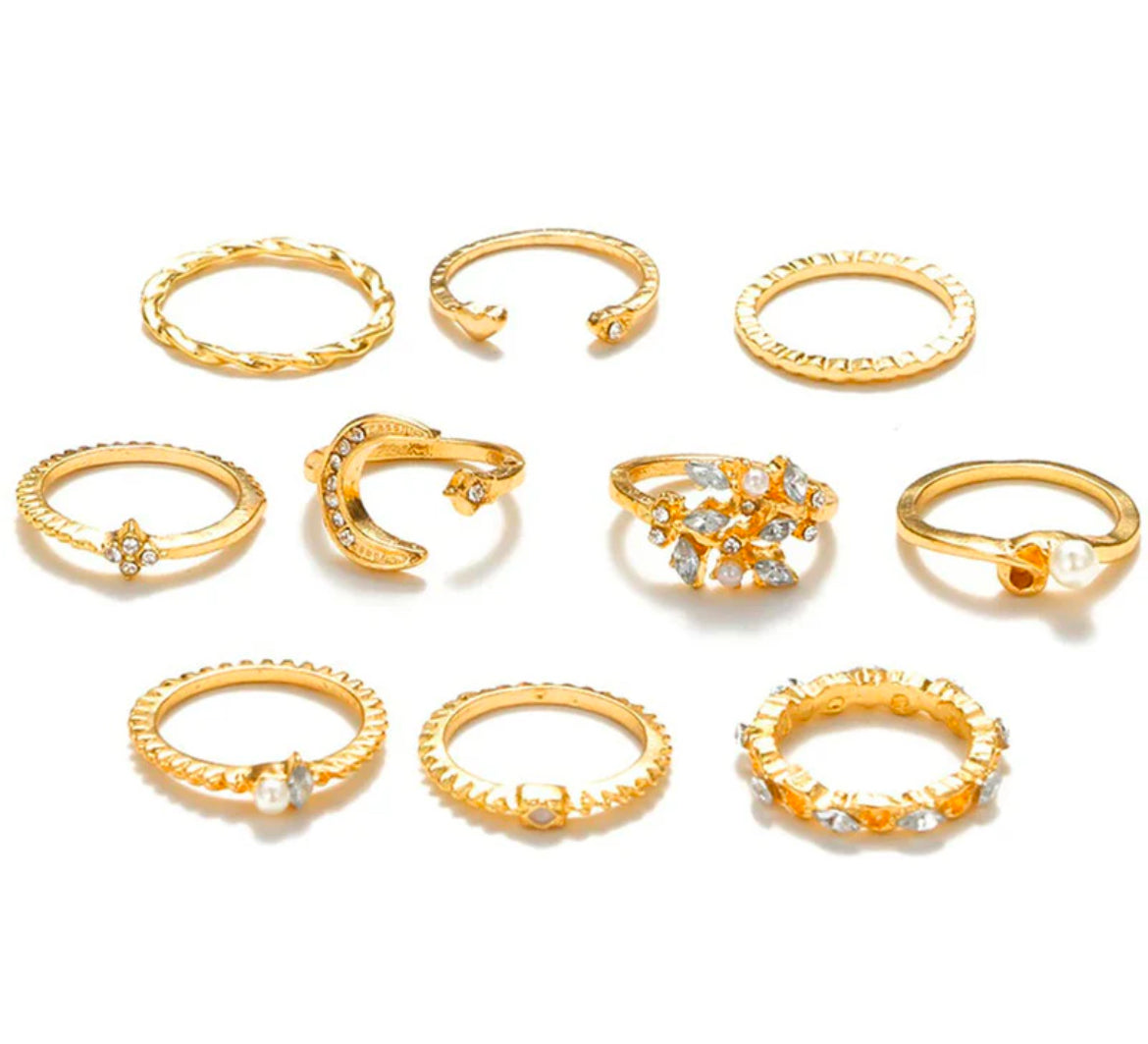 Moon Stackable Set Of 10 Rings
