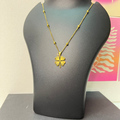 Gold Plated Stainless Steel Anti Tarnish Clover Themed Pendant