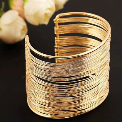 Viral Gold Plated Party Statement Mesh Design Silver Free Size Korean Cuff Bracelet