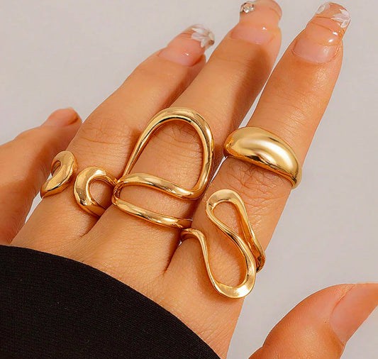 Golden Chunky Rings (Set Of 4)