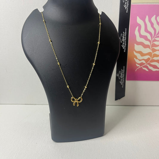 Gold Plated Anti Tarnish Infinity Bow Pendant